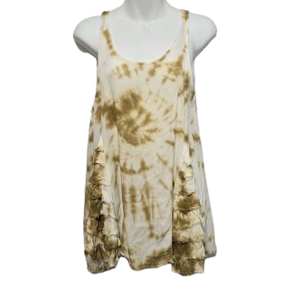 Intimately Free People Sz XS Ruffle Tie Dye Flowy Tank Top Yellow